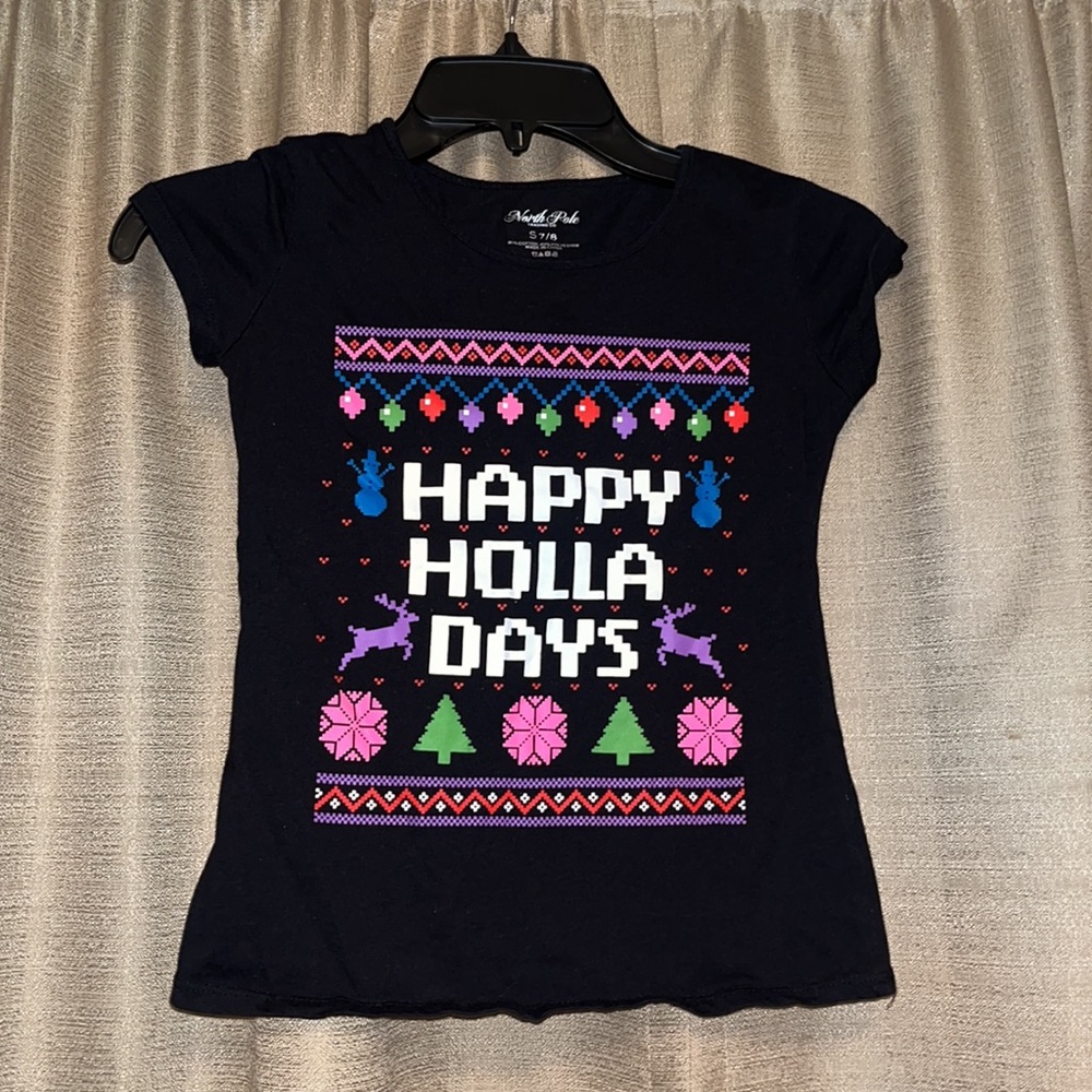 Girls Holiday Shirt Small 7/8